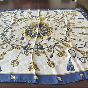 HERMES Blue and Gold Scarf